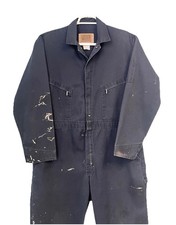 Vintage 70s Field N Forest Mechanic Coveralls Navy Workwear Large Distressed picture