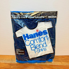 Vintage Hanes Comfort Blend T Shirts 3 Pack MEDIUM 38-40 USA NOS 1987 picture