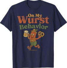 ON My Wurst Behavior Funny Vintage German Oktoberfest Tee T-Shirt picture