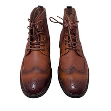 La Milano Birmingham Men's 13 D Tan Wingtip Brogue Lace-Up Ankle Boots B521127 picture