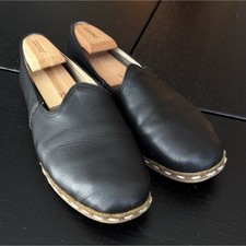Sabah Men’s Black Leather Slip-On Shoes Loafers Size 42 Handmade picture