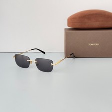 Tom Ford TF1354 Gold Frame Gray Lens Rimless Sunglasses New Authentic picture
