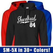 Shovelhead 84 Script HOODIE | 1984 FLH Bobber Chopper Jersey Hooded Sweatshirt picture