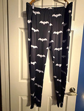 Unisex Black/White Bat Batman Print Ankle Leggings High Rise Elastic Stretch One picture