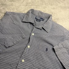 Vintage Polo Ralph Lauren Adams Shirt Mens M Plaid Check Button Loop Collar Camp picture