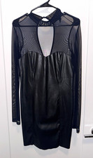 FOREVER 21 Black Faux Leather Mesh Dress L picture