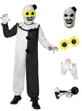 BesserBay Kid Boys Halloween Clown Outfit Scary White and Black Killer Creepy Fu picture