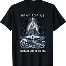 Our Lady Star of the Sea Lighthouse Waves Marian Catholic T-Shirt  1 sustainabi picture