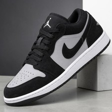 Nike Air Jordan 1 Low Black Lt Smoke Grey White 553558-048 Men's Sizes NEW picture