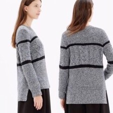 Madewell Black Gray Patternstorm Chunky Pullover Sweater Women's Size XS picture