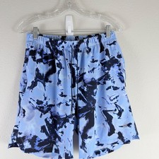 Fabletics The One Short M Blue Marble Print Athletic Gym Training Gorpcore 7in picture