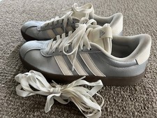 Adidas VL Women's Court 3.0 Casual Sneakers, Size 9, Silver/White, Slightly Used picture