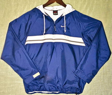 Vintage Nike Windbreaker Jacket Y2K Navy Blue White Striped Pullover M picture