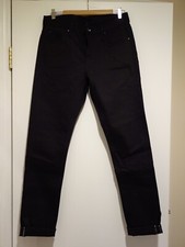 UNBRANDED BRAND UB455 SELVEDGE DENIM JEANS, DARK BROWN/BLACK, TIGHT Size 30, NEW picture