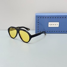 Gucci GG0479S Aviator Sunglasses Black Frame Yellow Lens Vintage Style picture