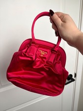 PRADA Pink Raso Satin Ruched Top Handle Bag with Gold Hardware Authentic picture