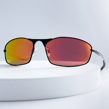 Oakley Whisker OO4141 Polarized Sunglasses Black Frame Ruby Iridium Lens picture