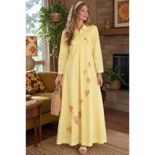 VINTAGE 70S KAYSER QAYONARA BUTTERFLY LOUNGER ZIP FRONT MAXI ROBE DRESS Size 6/8 picture