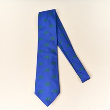 New Ben Silver Silk Tie Royal Blue Green Bicycles Germany 3.5