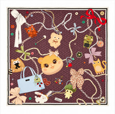 Kate Spade New York Silly Friends 100% Silk Square Scarf 34