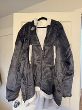 Grey Zip Up Snuggie Sherpa One Size Knee Length picture