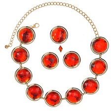 5 Pcs Women's Anime Cosplay Waist Belt Red Gems Stone Chain Medium, picture