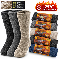 3 Pairs Mens Winter Heavy Duty Warm Thermal Merino Lambs Wool Boots Socks 10-13 picture