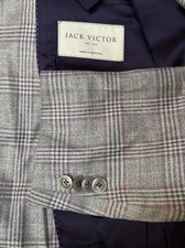 Jack Victor Men’s Gray/Purple Plaid Blazer Sport Coat 40R 2-Button picture