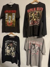4 Vintage Naplam Death Shirts . 1. Top Left 1991 2. 1992 3. 1992 4. 1993 All XL picture