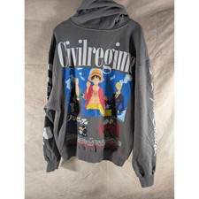 RARE One Piece AOP Dark Gray Civil Regime Pullover Hoodie - Size 2XL picture