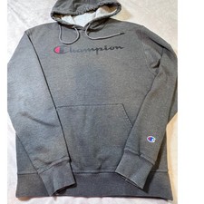 Champion Mens Authentic Athleticwear Hoodie Charcoal Grey Script Logo GF89H M picture