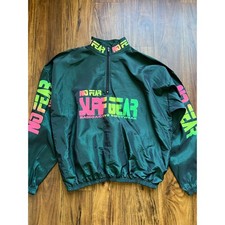 Rare Vintage 90s No Fear Radioactive Bodywear Windbreaker Jacket Made USA Neon picture