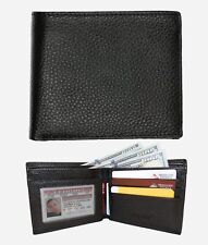 Real Leather Wallet Men Black RFID Wallet Bifold 9 Slots ID Window Anti-Theft picture