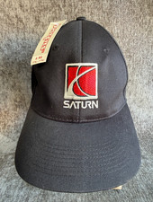 Vintage Saturn Motors Car Logo Fitted Hat Cap JustFits Black NWT L/XL picture