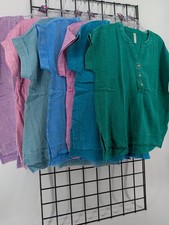Zenana Washed Double Gauze 3/4 Button Henley Neck Shirt NWT QTW-7139A picture