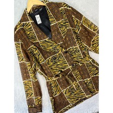 Vtg Fleurs by Elegant Additions Women's Animal Print Belted Blouse Jacket Sz XL picture