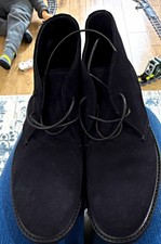 Giorgio Armani Men’s Black Leather Chukka Ankle Boots Lace-Up Round Toe 10.5 picture
