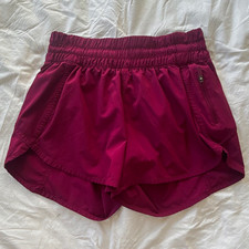 lululemon Women’s Burgundy Athletic Shorts Size 6 Zip Pocket Drawstring Run picture