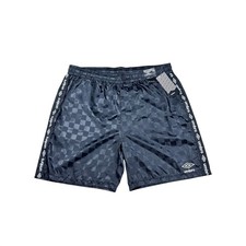 NEW Rare Umbro Men 7 Inch Jacquard Shorts Black Checkered Logo Tape Soccer Large picture