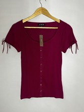 J Crew Perfect Rib Button Up Shirt with Satin Trim Womens Small Raspberry Pink picture