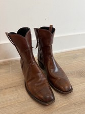 Rare Lucchese Classic Hand Made Cowboy Boot 9 Zipper French Toe Brown Western picture