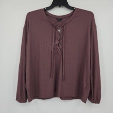 Torrid Women's Plus Size Textured Jersey Lace-Up Top Rose Taupe Size 1X picture