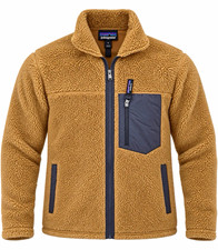Patagonia Men’s XL Brown/Blue Full Zip Jacket Stand-Up Collar Chest Pocket picture