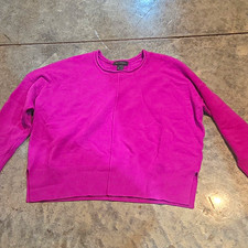 French Connection Purple Solid Knit Crewneck Long Sleeve Pullover Sweater M picture