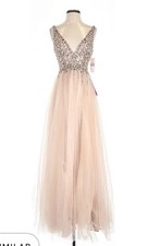 GB Gianni Bini Blush Pink Beaded Rhinestone Tulle Formal Prom Gown Dress 3 NWT picture