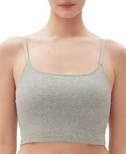 New Gap Women's Logo Comfort Cotton Rib Crop Cami Bra Gray Size L picture