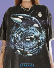 Vintage Marine Life Orca Killer Whale Ocean Animal Comfort Tee picture