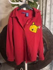 VTG Disney Winnie The Pooh Fleece Button Up Shirt Red Shacket Women’s L picture