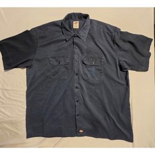 Dickies Men's 2XL Navy Short Sleeve Work Shirt Button Front Uniform 1574 picture