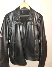 Prada Men's Black Full Zip Leather Jacket, Size 38, Point Collar, Pockets picture